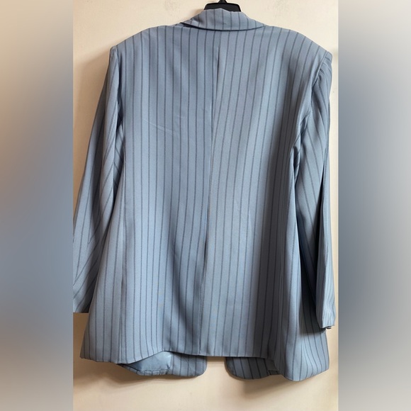 Pretty Little Thing Oversized 10 Blazer Blue & White Stripes Jacket Career - Picture 8 of 11